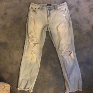 High Rise Blue Ripped Skinny Jeans